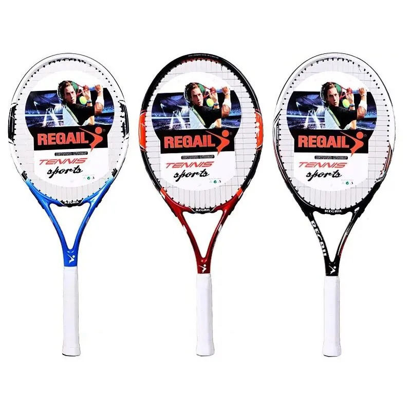 Raquette de tennis en carbone, pour adultes, avec housse de transport, rouge, bleu ou noir Raquette de tennis en carbone rouge bleu ou noir