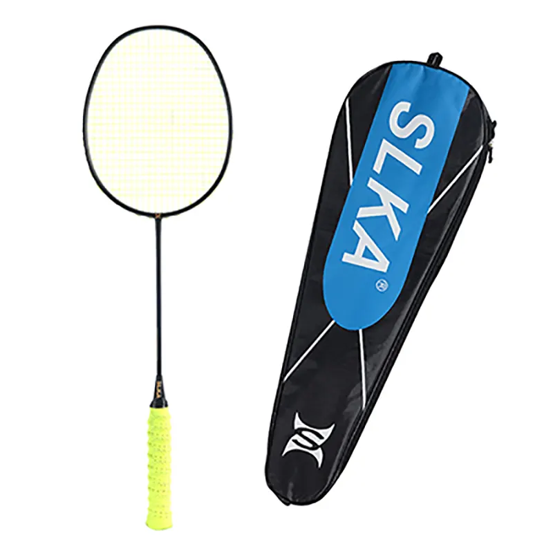 Raquette badminton, avec housse de transport, jaune