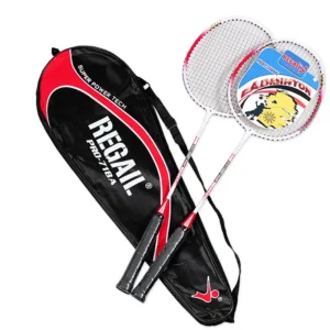 Raquette badminton, ensemble de 2 raquettes avec housse de transport, rouge