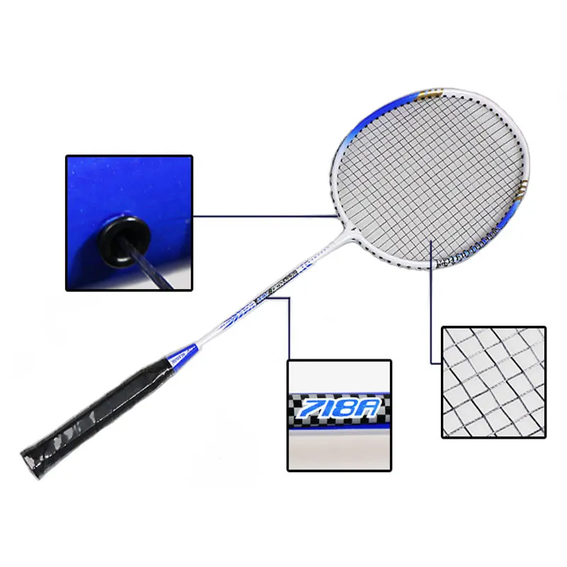 Raquette badminton, ensemble de 2 raquettes avec housse de transport, rouge ou bleu haute qualité