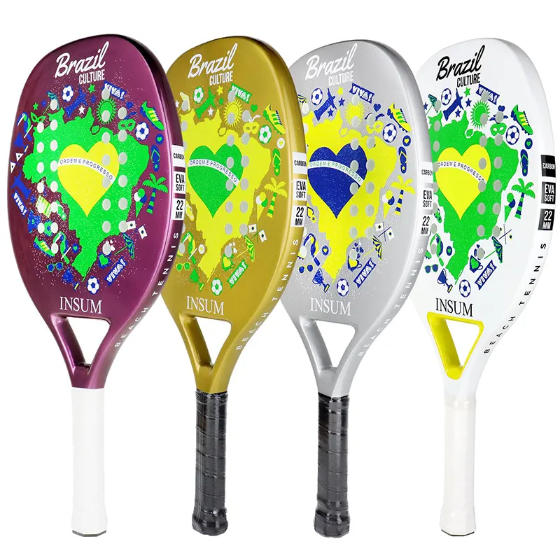 Raquette beach tennis, design Brazil, blanc, violet, jaune ou gris haute qualité