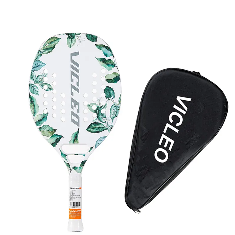 Raquette beach tennis, en fibre de carbone, avec housse de protection, design tendance, blanc