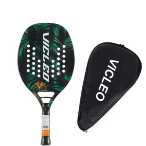 Raquette beach tennis, en fibre de carbone, avec housse de protection, design tendance, vert