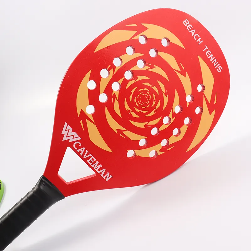 Raquette de beach tennis, avec poignée en bois, rouge ou vert confortable