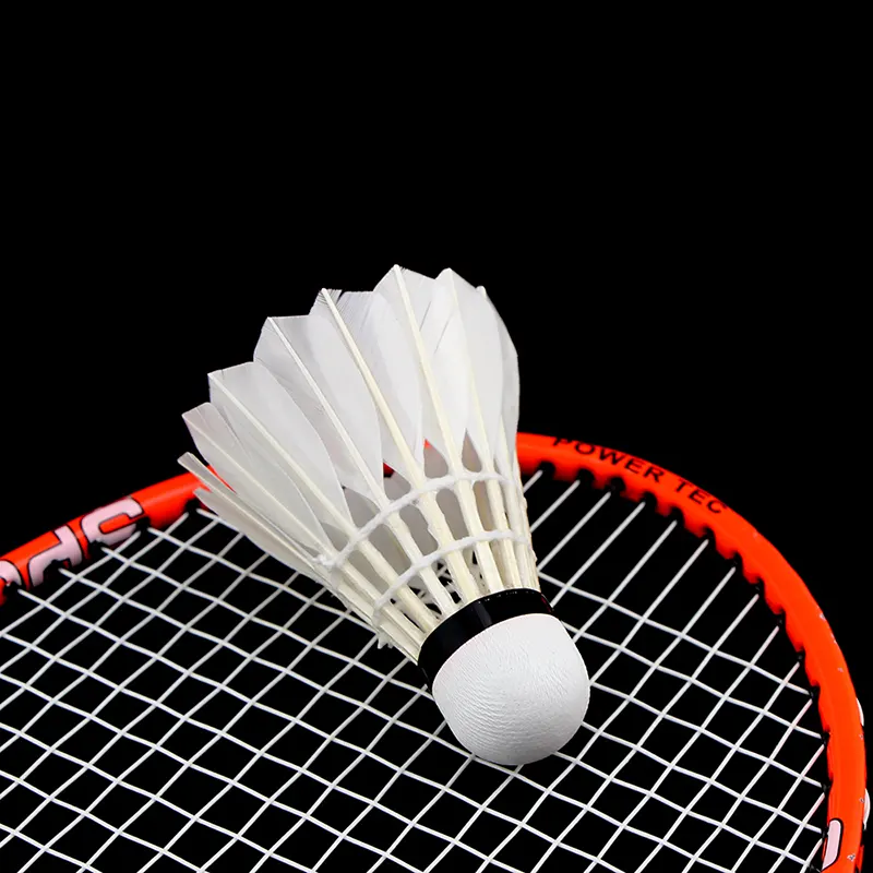 Volant badminton, 12 pièces en plumes d'oie, blanc niveau pro