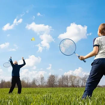 Raquette badminton enfant, ensemble de 2 raquettes avec housse de protection et de 3 volants, rose ou bleu haute qualité