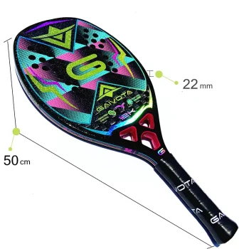 Raquette beach tennis, en fibre de carbone, 26 trous, avec housse de transport, rose dimensions