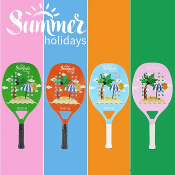 Raquette beach tennis, en fibre de carbone, design plage, rose, vert, bleu ou orange haute qualité