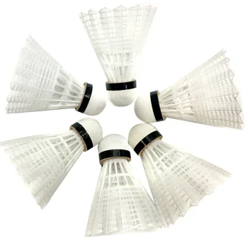 Volant badminton, 6 pièces en nylon, blanc qualité supérieure
